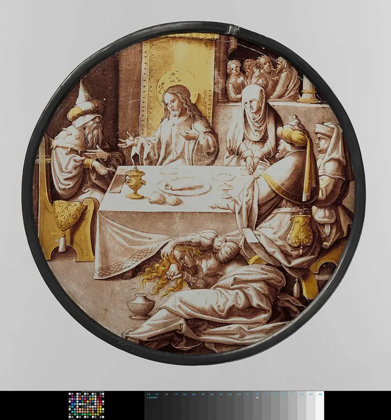 Het Gastmaal bij Simon te Bethanië, lead artwork by Unknown Artist depicting a feast with illuminated figures.