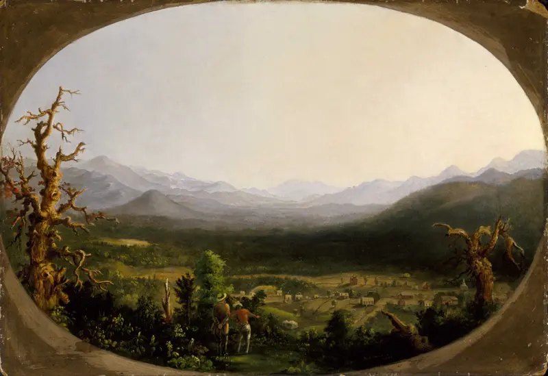 A View of Asheville, North Carolina by Robert S. Duncanson, oil on canvas depicting rolling hills and vibrant sky.