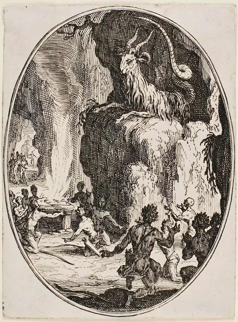 Jacques Callot's painting explores themes of sacrifice and worship.