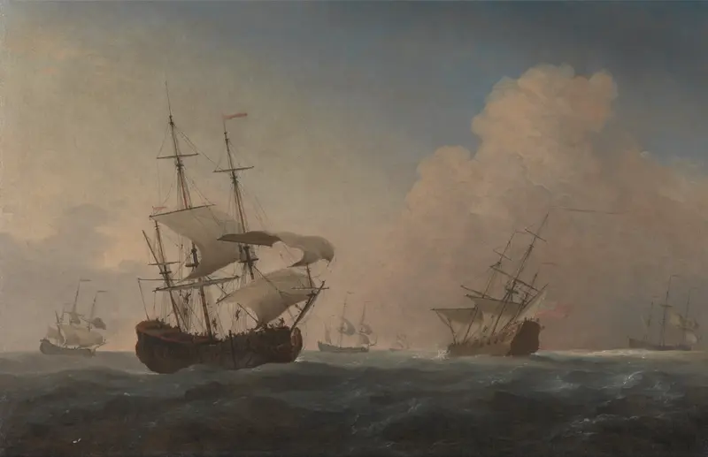 Marine scene with ships sailing, oil painting by Willem van de Velde the Younger