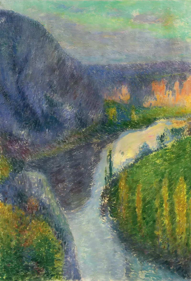 Landscape with hills and the Lot River, oil on canvas by Henri Martin