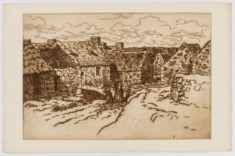 Henri Rivière's 'Hameau dans le cap de la Chèvre' captures a serene landscape with vibrant colors.