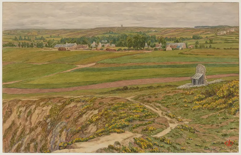 Watercolour by Henri Rivière depicting gentle waves on the shore.