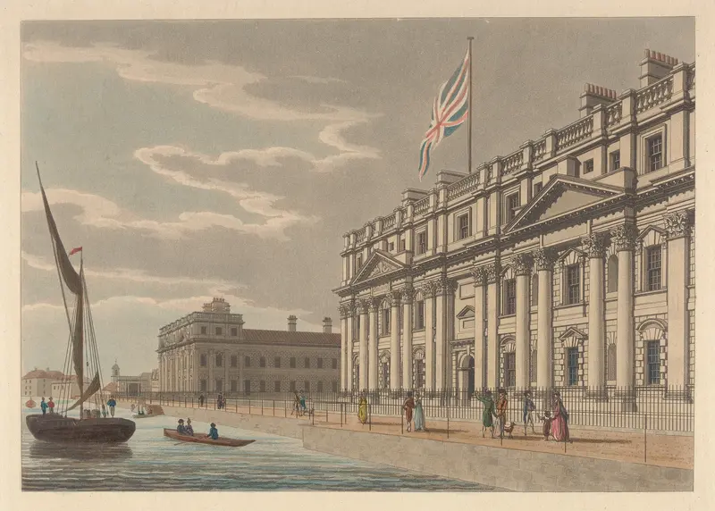 North Front of Greenwich Hospital, watercolor on paper by Thomas Malton