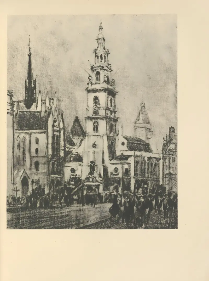 Urban landscape ink on paper by Joseph Pennell