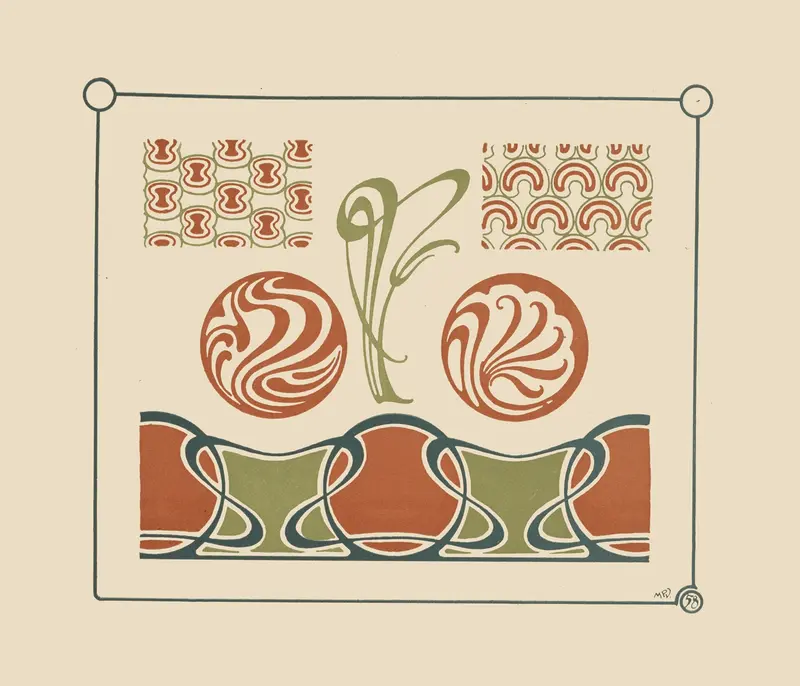 Abstract design featuring organic forms and arabesques by Maurice Pillard Verneuil