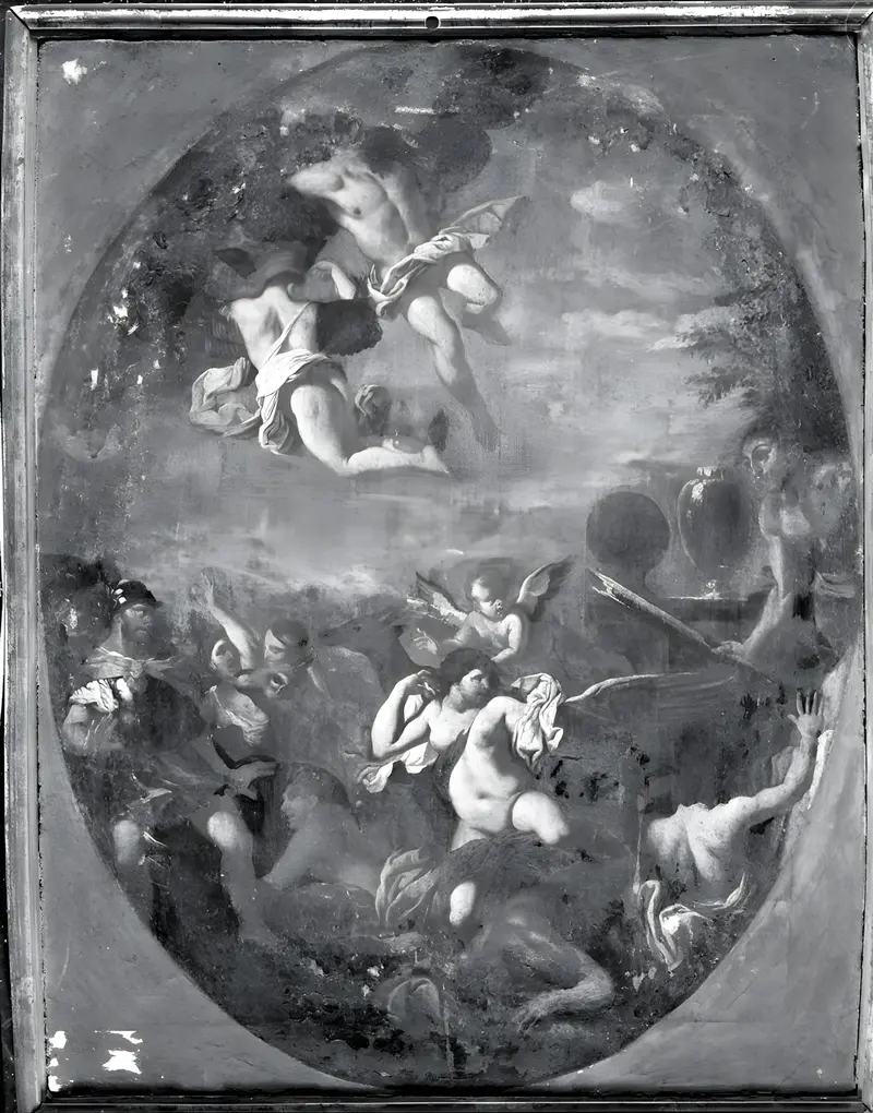 Mythological Scene by Giulio Carpioni, oil on canvas depicting deities in a moment of rebirth.