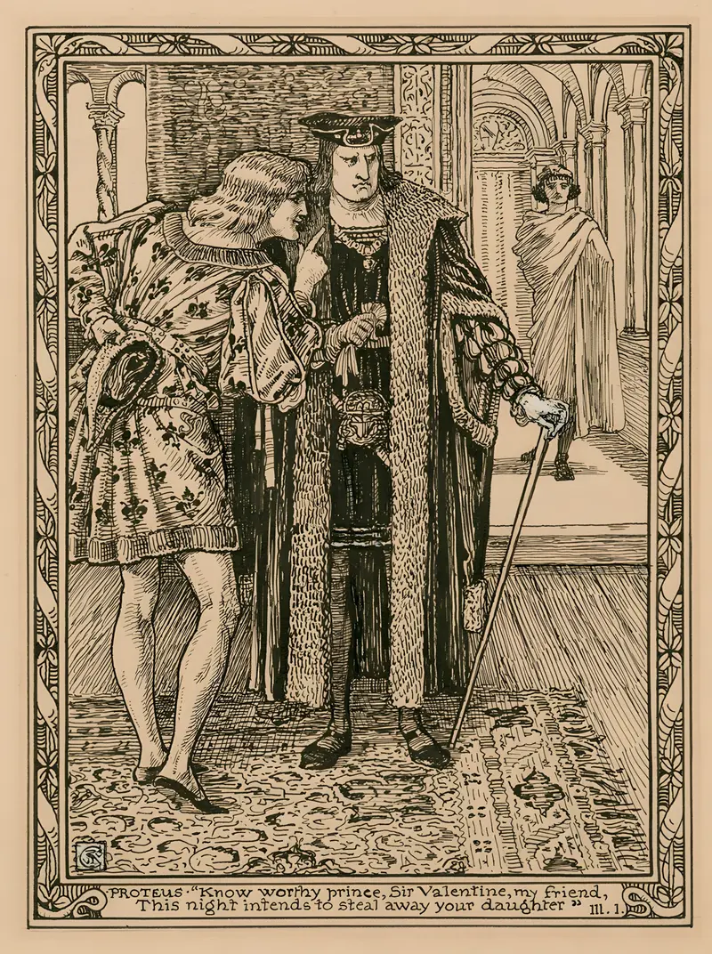 A depiction of Proteus from Shakespeare's 'Two Gentlemen of Verona' by Walter Crane.