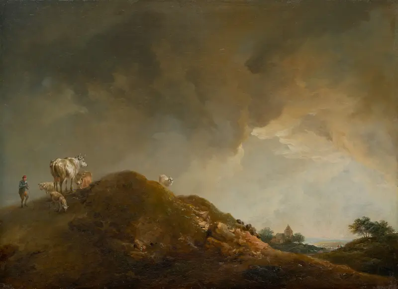 Landscape with cows and sheep, oil on canvas by Johann Christian Brand