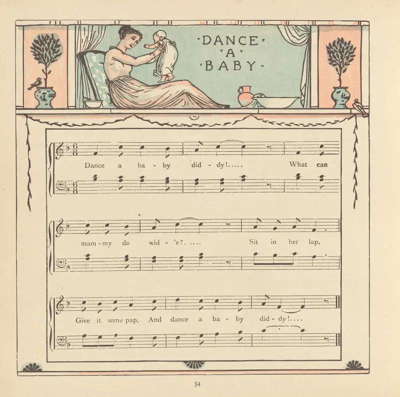 Walter Crane's 'Dance a Baby' captures a joyful moment of childhood.