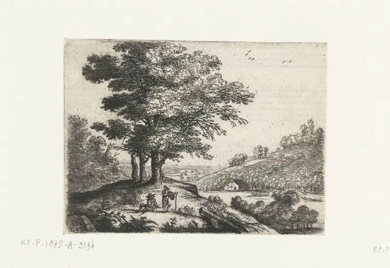 Landschap met een rivier by Lucas van Uden, etching of a tranquil river landscape.