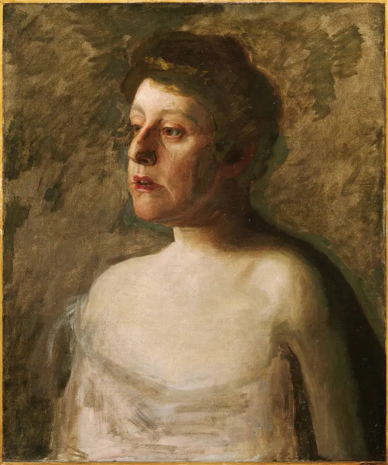Thomas Eakins' painting 'A Singer (Mrs. W.H. Bowden)' captures a woman in a moment of song.
