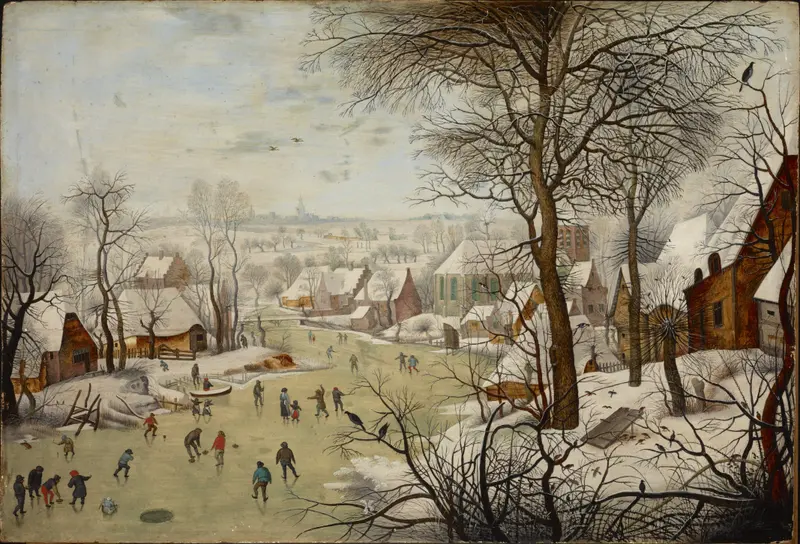 Winterlandscape with a Bird-trap, oil on panel by Pieter Brueghel The Younger