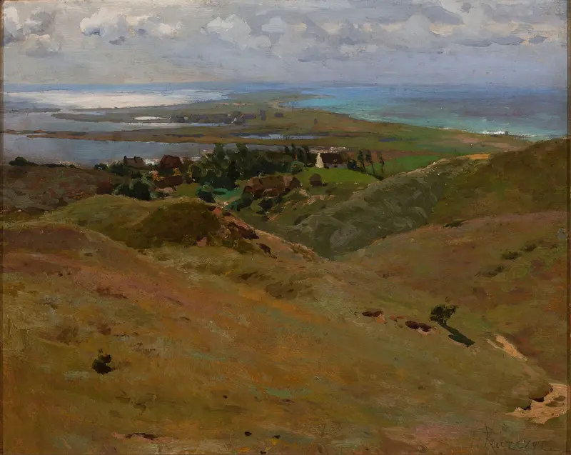Landscape from Bornholm by Ferdynand Ruszczyc, oil on canvas depicting a vibrant natural scene