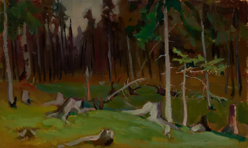 Clearing in a forest, oil on canvas by Jacek Malczewski