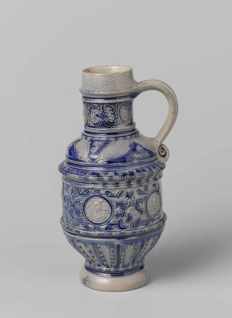 Ceramic jug with satyrs and floral scrolls by Unknown Artist