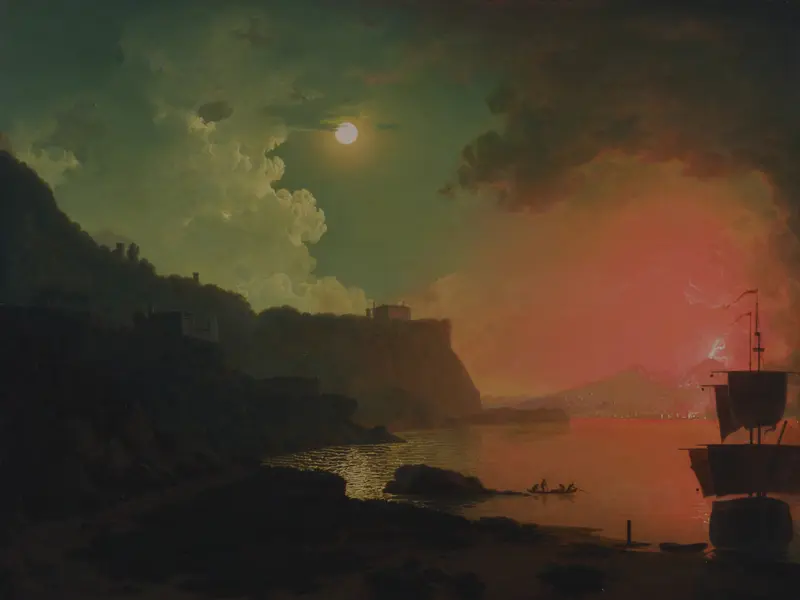 Vesuvius from Posillipo, oil on canvas by Joseph Wright of Derby