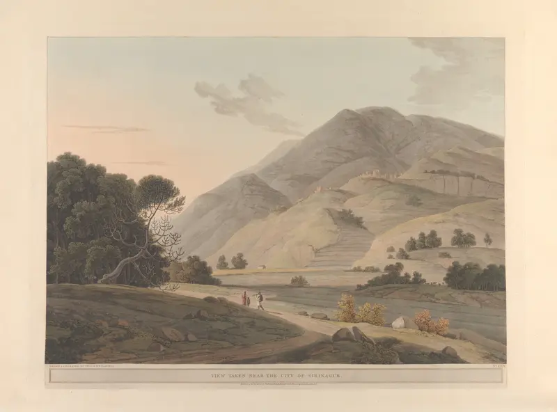 Landscape with hills and sky, pastel medium by Thomas Daniell