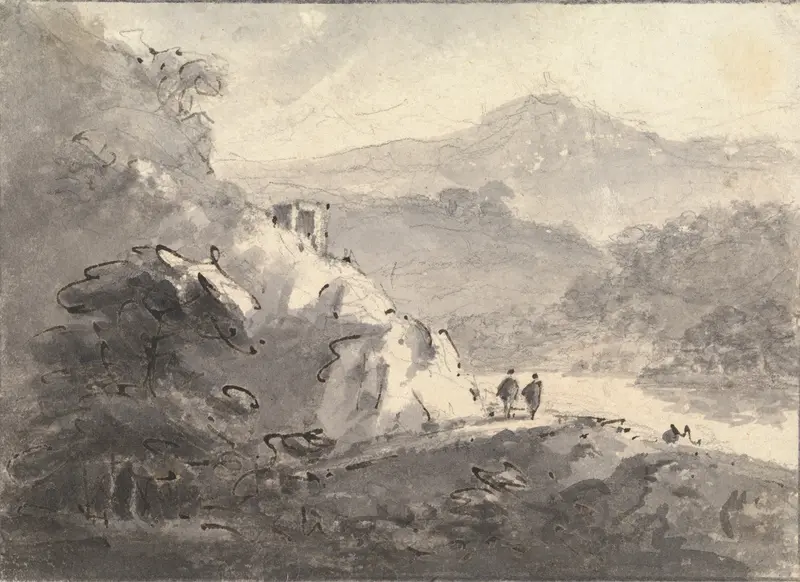 Landscape with Two Figures on a Road, oil painting by William Gilpin