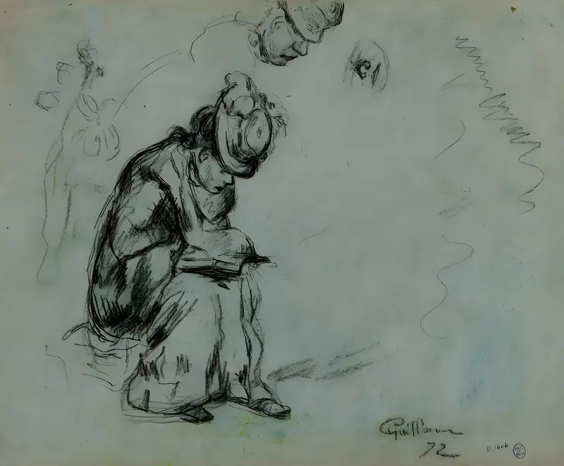 A seated woman reading, painted by Armand Guillaumin.