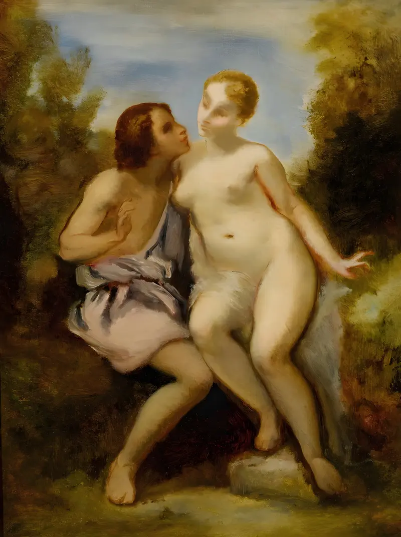 A depiction of the mythological figures Venus and Adonis.