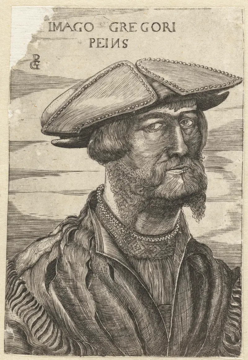 Engraving by unknown artist depicting a figure with deep gaze and earthy tones