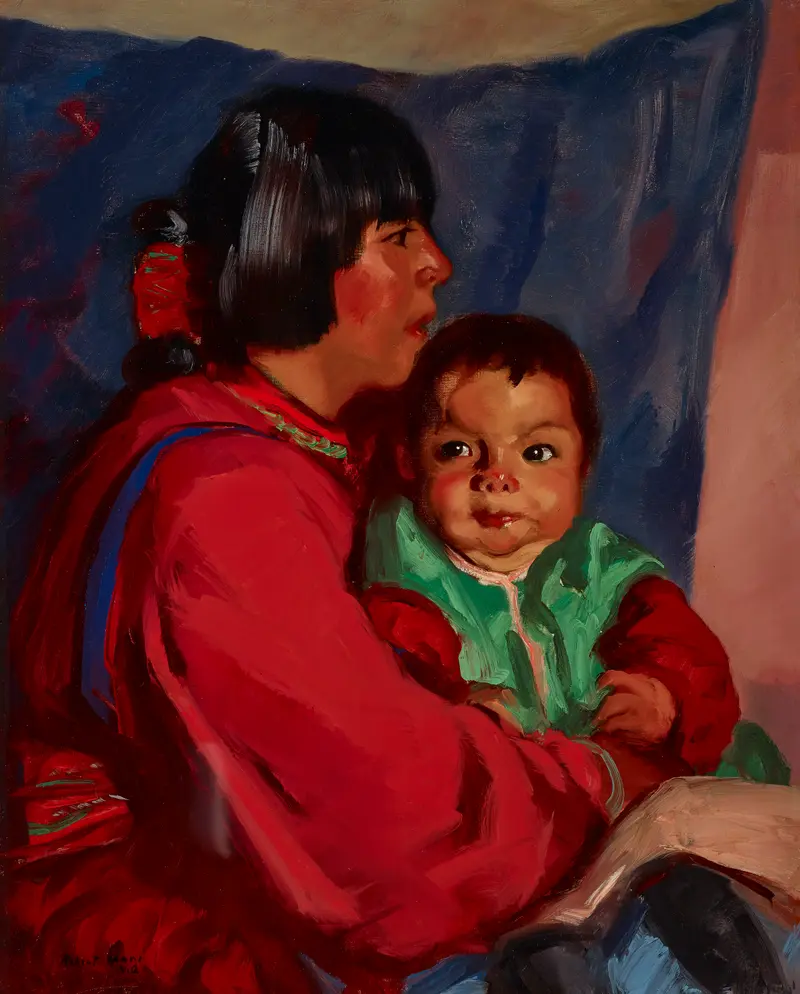 A tender portrait of a mother and child by Robert Henri.