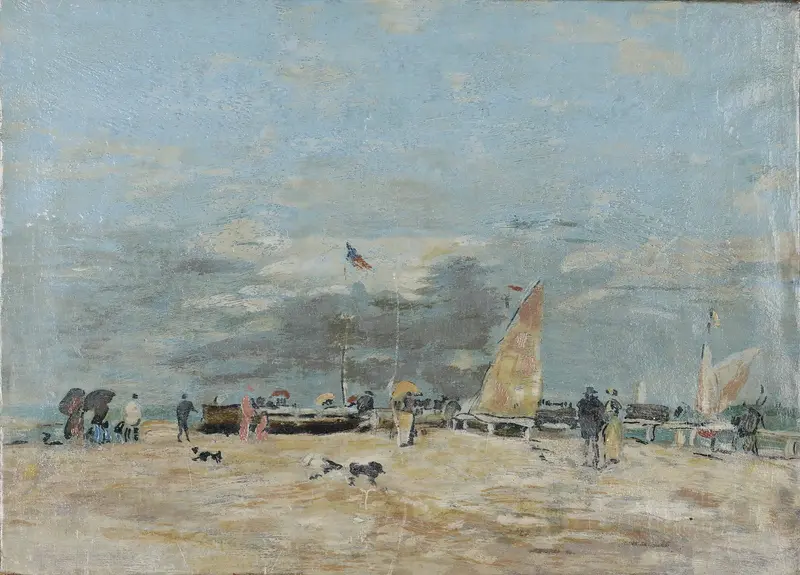 Landscape oil painting by Eugène Boudin featuring a serene sky and clouds
