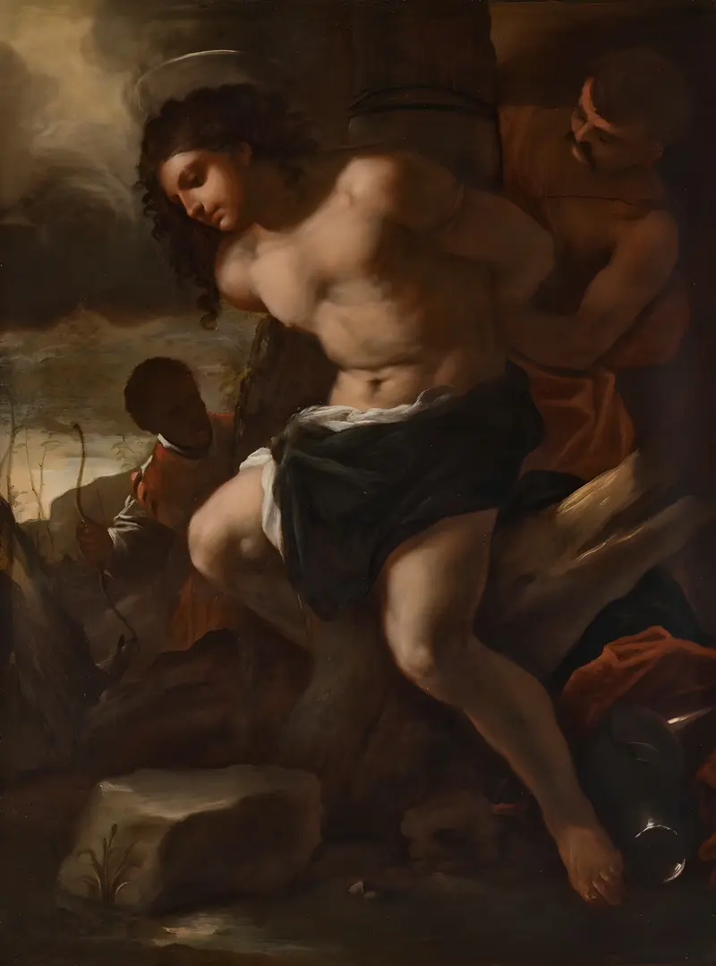 Luca Giordano's 'The Martyrdom of Saint Sebastian' depicts the dramatic moment of Saint Sebastian's martyrdom.
