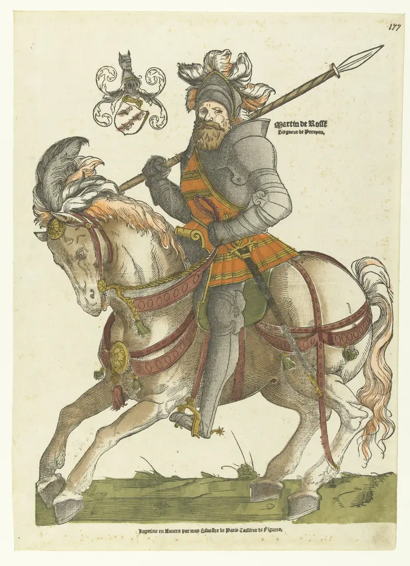 Portrait of Maarten van Rossum on horseback, paper by Cornelis Anthonisz