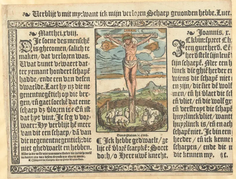 Christus aan het kruis als de Goede Herder, paper, Unknown Artist