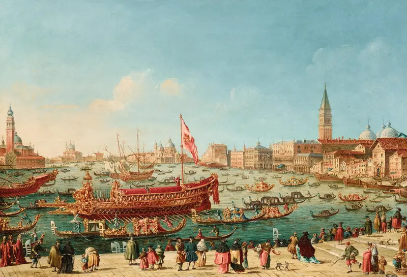 The Doge on the Bucintoro, oil on canvas by Giovanni Grubacs