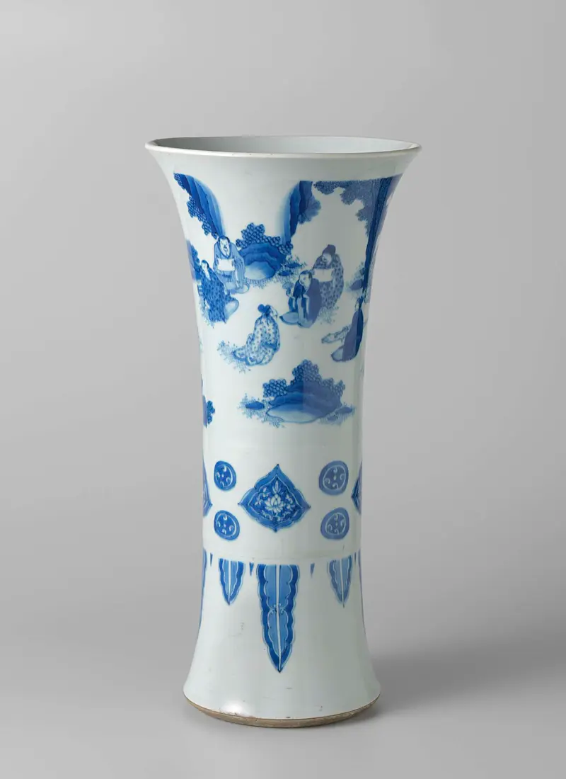 Beaker vase with scholars in a landscape, ceramic, unknown artist