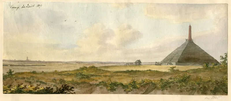 Landscape with a pyramid against the sky by Otto Howen, medium unknown.