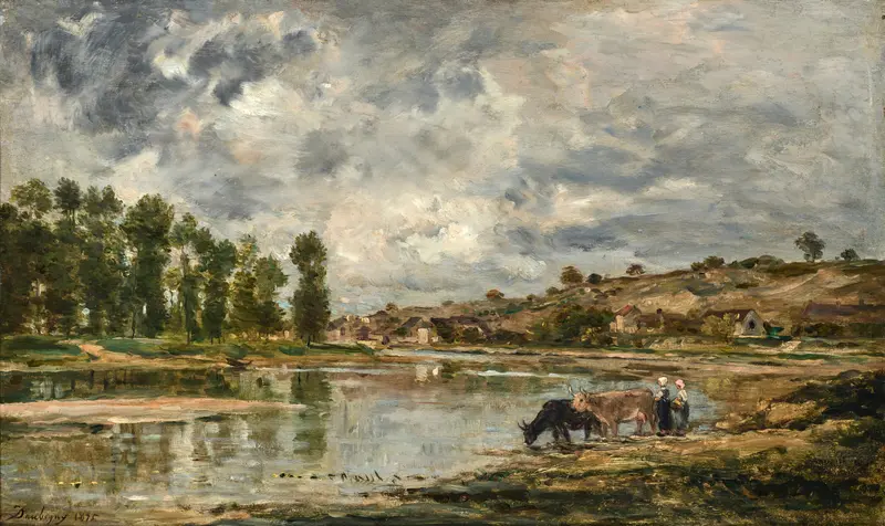 Landscape of the Loire River near Nantes by Charles François Daubigny, oil painting