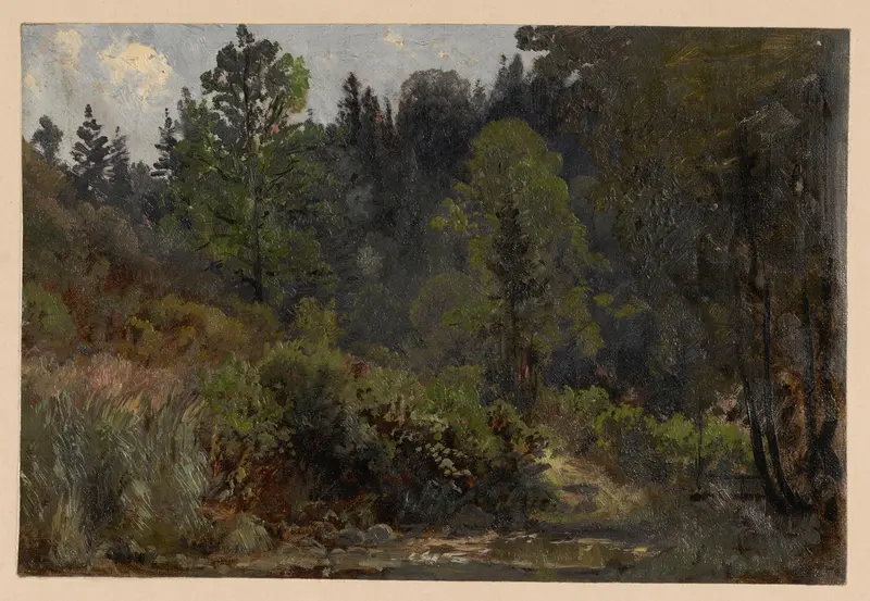 Bush and Trees by the Szczawnik, oil on canvas by Adolf Dressler, depicting a dense thicket of foliage.