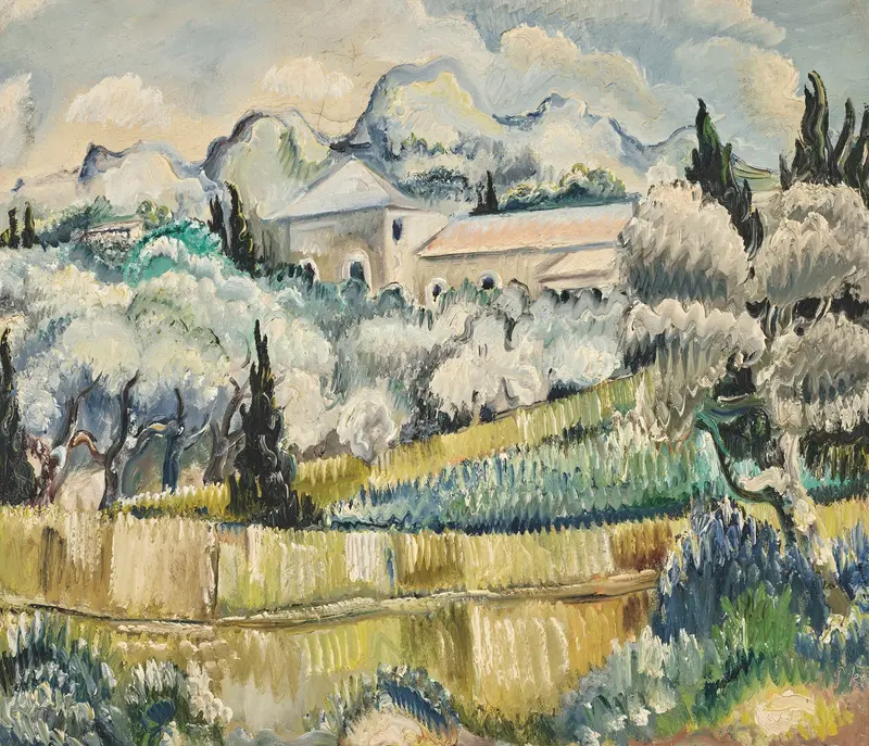 Landschaft in Südfrankreich by Paul Kleinschmidt, expressionism, depicting a vibrant landscape.