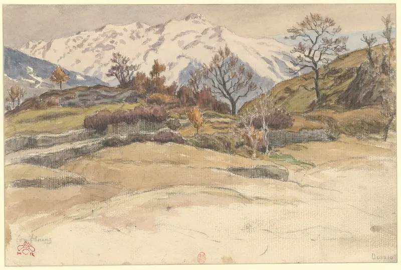 Post-Impressionism landscape by Henri Rivière depicting a river and trees at dusk