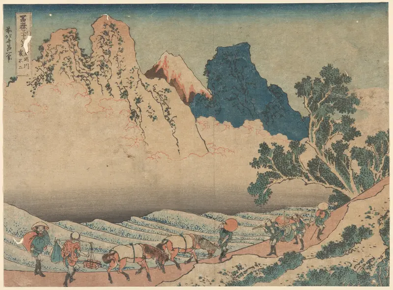 Fuji Behind Minobu River by Katsushika Hokusai, ukiyo-e