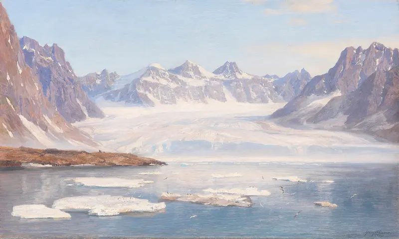 Glacier landscape by Georg Macco, 1913, oil painting