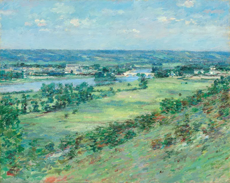 The Valley of the Seine, oil on canvas by Theodore Robinson, depicting a serene valley with hills and a river.