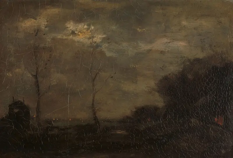 Moonlit landscape with water reflections, oil painting by Jacob Maris