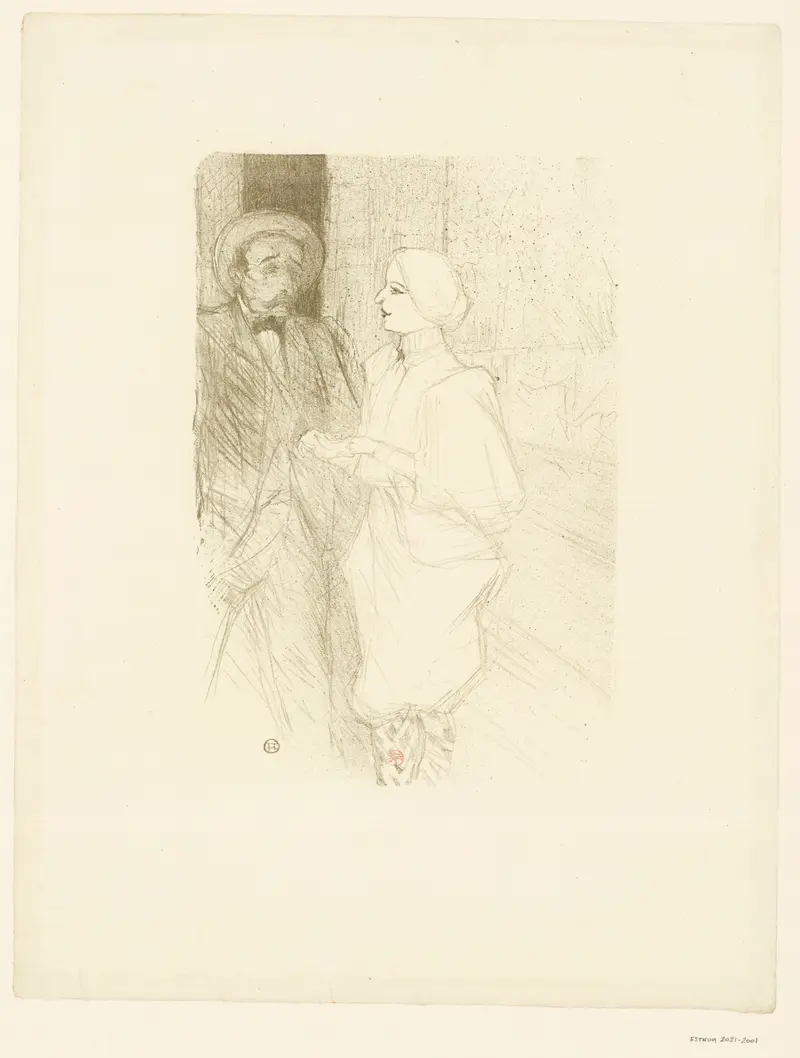 Henri de Toulouse-Lautrec's painting features Léonie Yahne and Henry Mayer in a lively setting.