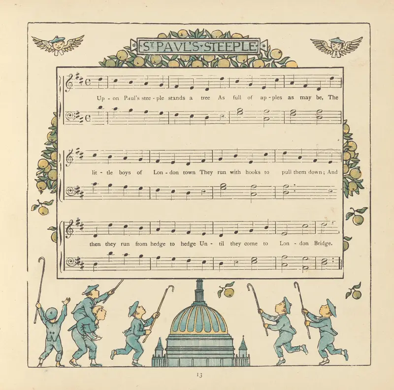 Walter Crane's 'St. Paul’s Steeple' captures the iconic architecture of St. Paul's Cathedral.