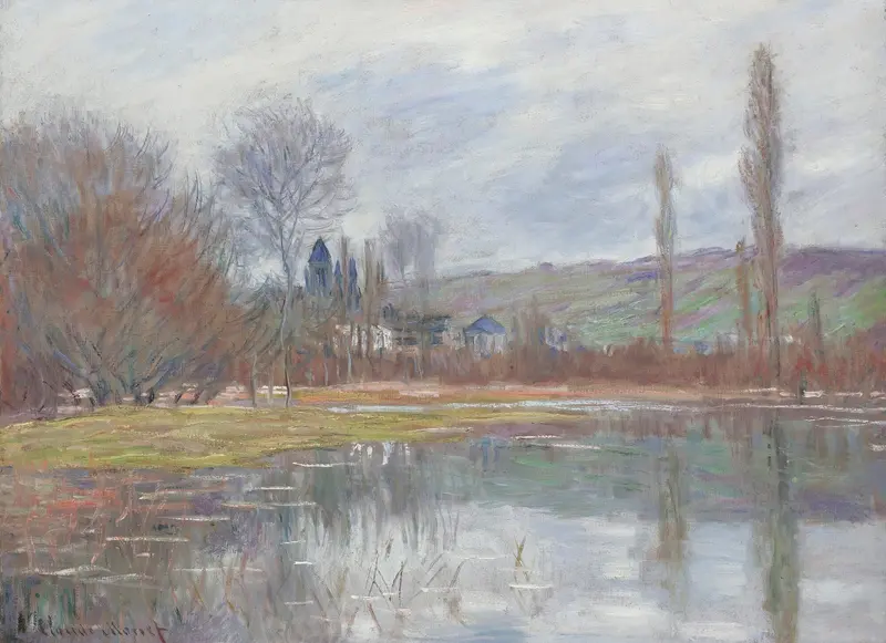 Landscape with cherry blossoms in spring, oil painting by Claude Monet