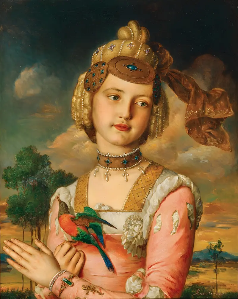 A portrait of a young noblewoman by Johann Baptist Reiter.