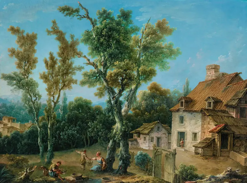 Animated Landscape With A Farm by Nicolas Jacques Julliard, impressionism