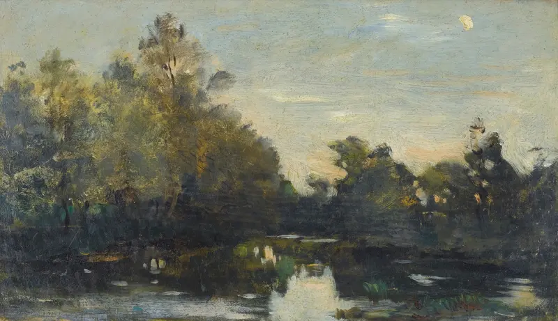 Landscape with riverbanks and foliage by Charles François Daubigny, oil painting