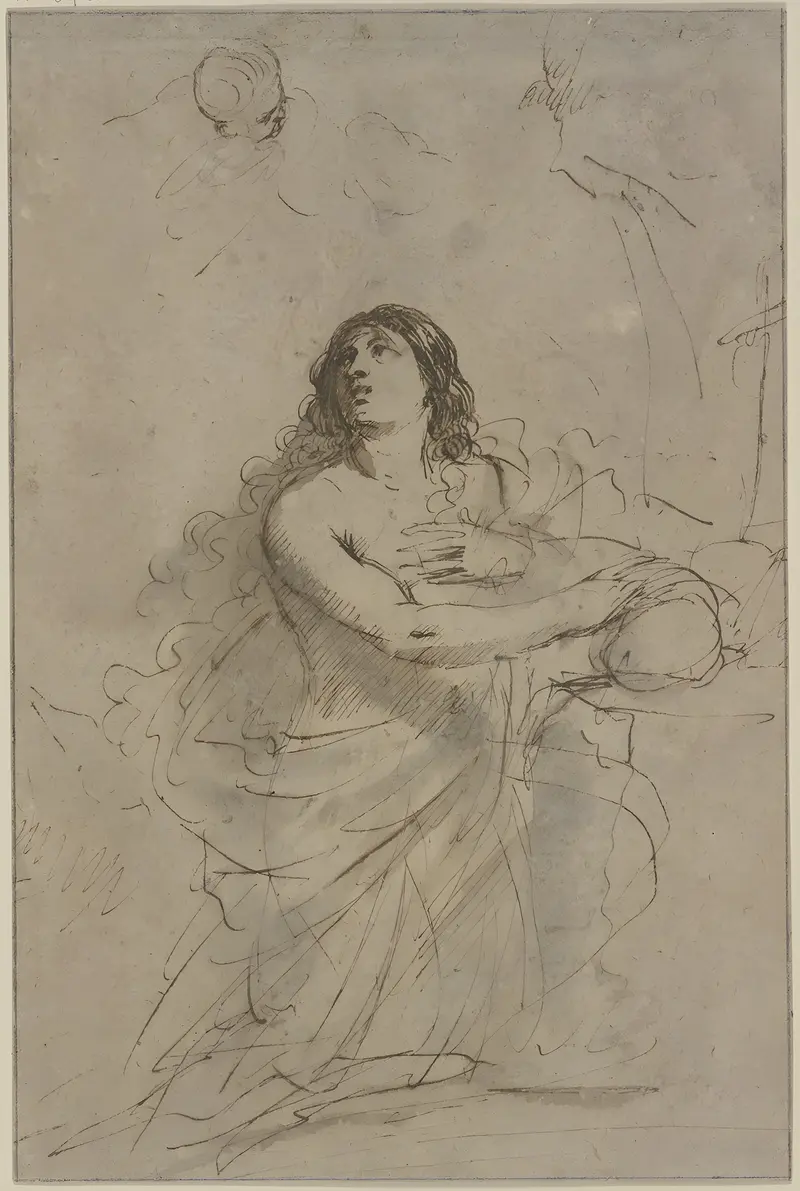 Atoning Magdalene by Guercino depicts Mary Magdalene in a moment of reflection.
