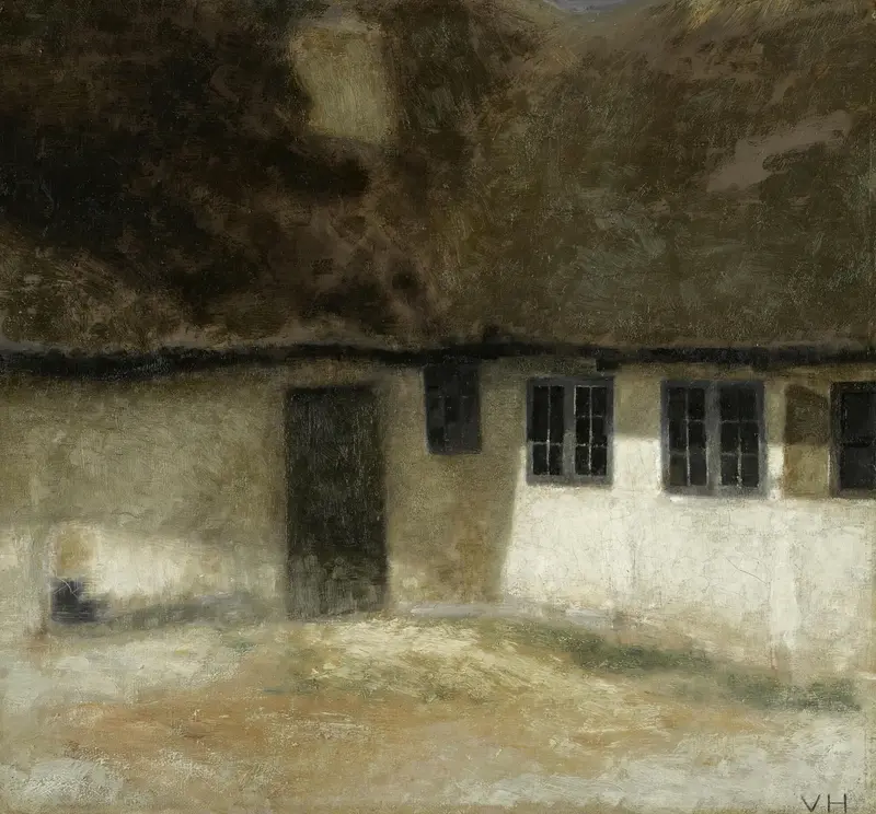 Interior scene with light filtering through a window, oil painting by Vilhelm Hammershøi